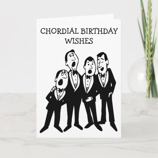 Chordial Birthday Black and White Men's Quartett Karte (Vorderseite)
