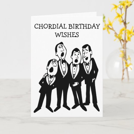 Chordial Birthday Black and White Men's Quartett Karte (Gelbe Blume)
