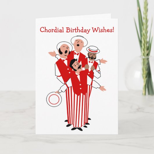 Chordial Birthday Men in Red Quartet Card Karte (Vorderseite)