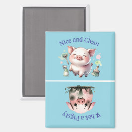 Chore Erinnerung Sauberes Dirty Wasserfarbe Pigsty Magnet