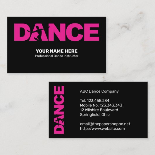 Choreograf Berufliche Visitenkarte (Vorne/Hinten)