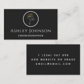 Choreograf Dancer Icon Gymnastik Schwarz & Weiß Visitenkarte (Vorne/Hinten)