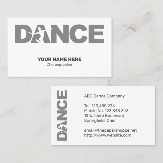 Choreograf Einfache Berufliche Visitenkarte (Vorne/Hinten)