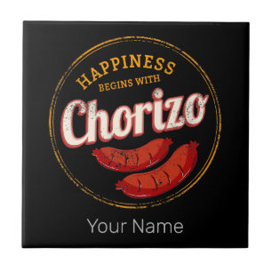 Chorizo Retro Wurst Vintage BBQ Gourmet Barbecue Fliese
