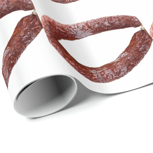 Chorizo-Wurst abgeschieden als geschnitten Geschenkpapier (Rolleneckpunkt)