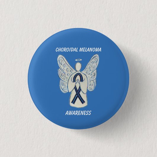 Choroidal Melanoma Awareness Ribbon Angel Button (Vorderseite)