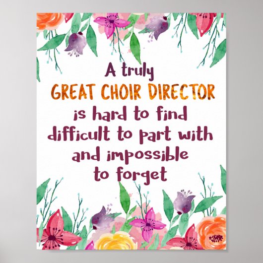 Chorus-Lehrer-Geschenk des Chordirektors Poster (Vorne)
