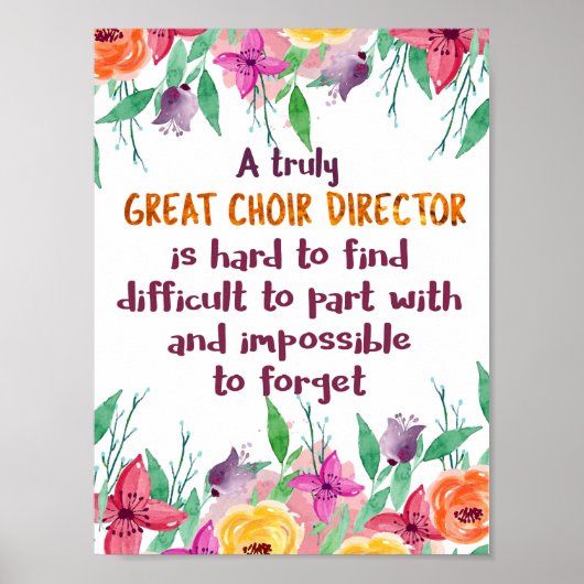 Chorus-Lehrer-Geschenk des Chordirektors Poster (Vorne)