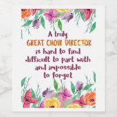 Chorus-Lehrer-Geschenk des Chordirektors Weinetikett (Einzelnes Label)