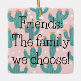 Chosen Family Cacti Square Geschenk Tag / Keramikornament