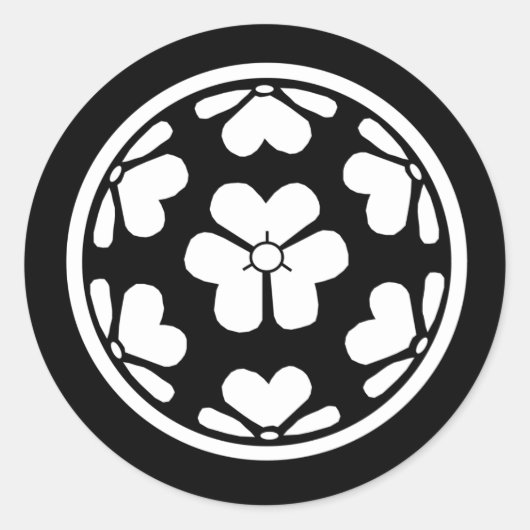 Chosokabe Mon Japanisch Samurai Clan Runder Aufkleber (Vorderseite)