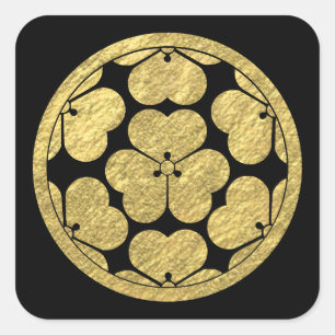 Chosokabe Mon Japanischer Samurai-Clan Quadratischer Aufkleber