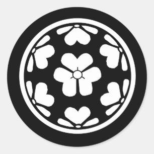 Chosokabe Mon japanischer Samurai-Clan Runder Aufkleber