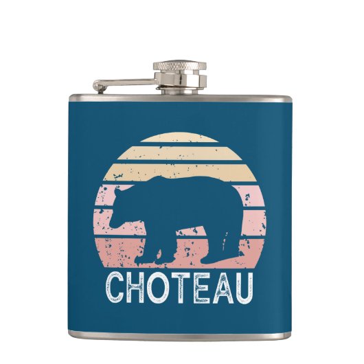 Choteau Montana Retro Bär Flachmann (Vorderseite)