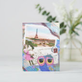 Chouette Owl geht nach Paris Postkarte (Stehend Vorderseite)