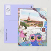 Chouette Owl geht nach Paris Postkarte (Vorne/Hinten)