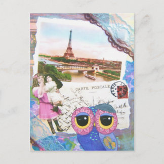 Chouette Owl geht nach Paris Postkarte