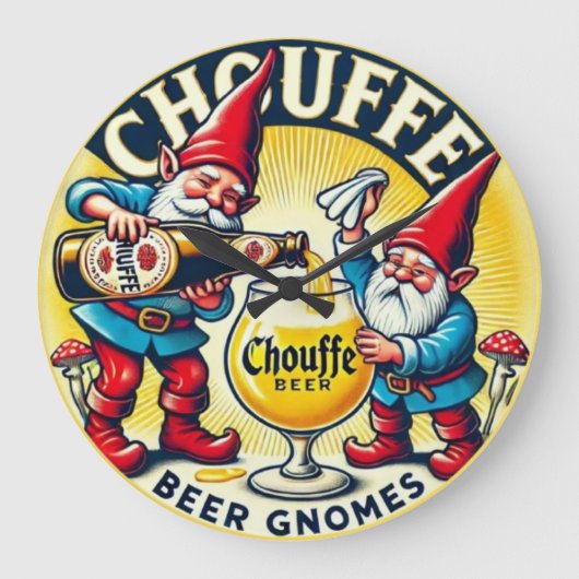 Chouffe Beer Gnomes Theme Design Große Wanduhr (Vorderseite)