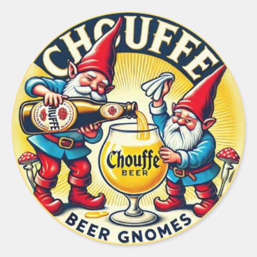 Chouffe Beer Gnomes Theme Design Runder Aufkleber (Vorderseite)