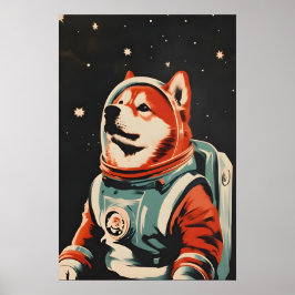 Chow Chow Astronaut Poster, Chow Chow Retro Print Poster