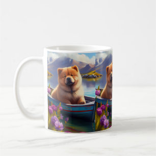 Chow Chow auf einem Paddel: Ein landschaftliches A Kaffeetasse