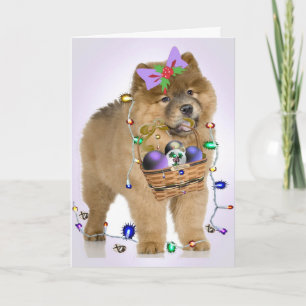 Chow Chow Basket Of Christmas Fun Feiertagskarte