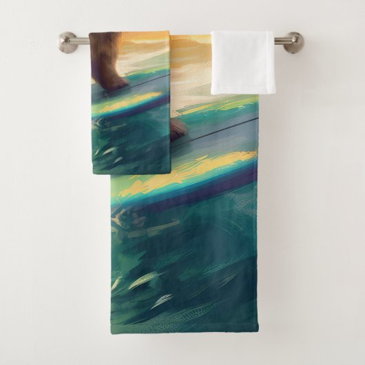 Chow Chow Beach Surfen Malerei Badhandtuch Set (Insitu)