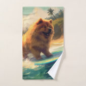 Chow Chow Beach Surfen Malerei Badhandtuch Set (Handtuch)