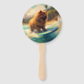 Chow Chow Beach Surfen Malerei Fächer (Vorderseite)