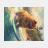 Chow Chow Beach Surfen Malerei Fleecedecke (Vorderseite (Horizontal))