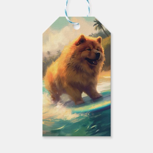 Chow Chow Beach Surfen Malerei Geschenkanhänger (Vorderseite)