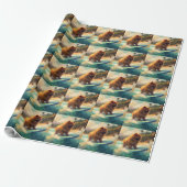 Chow Chow Beach Surfen Malerei Geschenkpapier (Ungerollt)