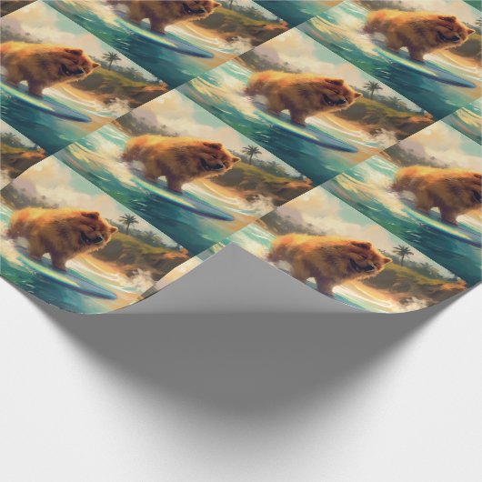 Chow Chow Beach Surfen Malerei Geschenkpapier (Ecke)