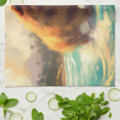 Chow Chow Beach Surfen Malerei Geschirrtuch (Gefaltet)