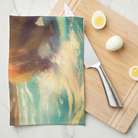 Chow Chow Beach Surfen Malerei Geschirrtuch (Viertel Falte)