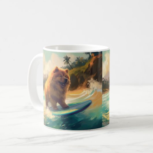 Chow Chow Beach Surfen Malerei Kaffeetasse (Vorderseite Links)