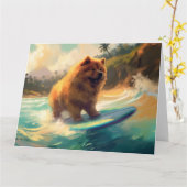 Chow Chow Beach Surfen Malerei Karte (Gelbe Blume)