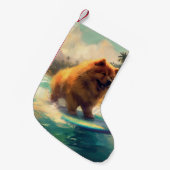 Chow Chow Beach Surfen Malerei Kleiner Weihnachtsstrumpf (Vorderansicht (hängend))