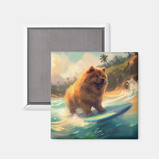 Chow Chow Beach Surfen Malerei Magnet (Vorderseite/Rückseite)