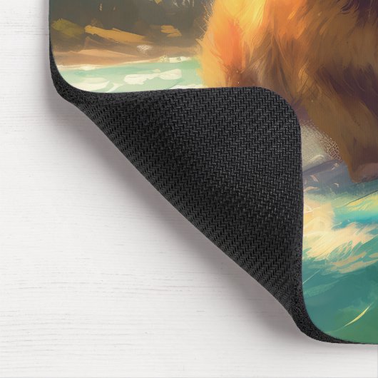 Chow Chow Beach Surfen Malerei Mousepad (Ecke)