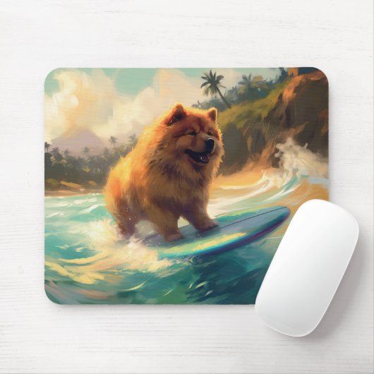 Chow Chow Beach Surfen Malerei Mousepad (Mit Mouse)
