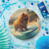 Chow Chow Beach Surfen Malerei Pappteller (Party)