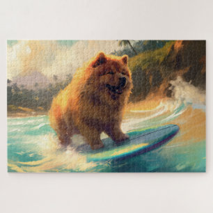 Chow Chow Beach Surfen Malerei Puzzle
