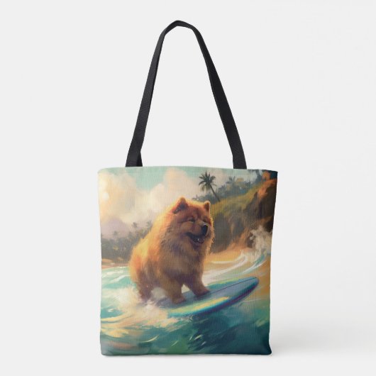 Chow Chow Beach Surfen Malerei Tasche (Rückseite)