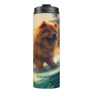 Chow Chow Beach Surfen Malerei Thermosbecher