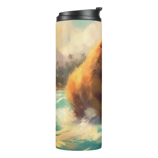 Chow Chow Beach Surfen Malerei Thermosbecher (Nach links gedreht)