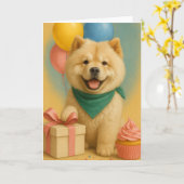 Chow Chow Birthday Karte (Gelbe Blume)