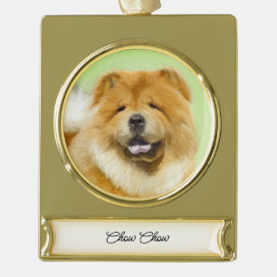 Chow Chow Cainting - Niedliche Original Hunde Art Banner-Ornament Gold