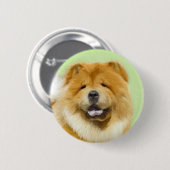 Chow Chow Cainting - Niedliche Original Hunde Art Button (Vorne & Hinten)