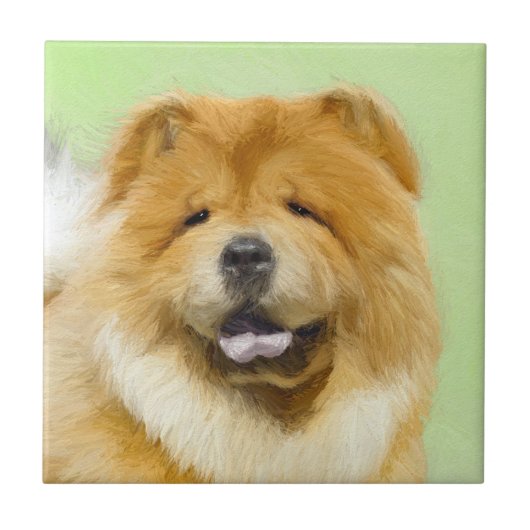 Chow Chow Cainting - Niedliche Original Hunde Art Fliese (Vorderseite)